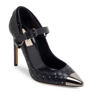 VALENTINO GARAVANI
Rockstud Spike Leather Cap Toe Mary Jane Pumps - size 7 New